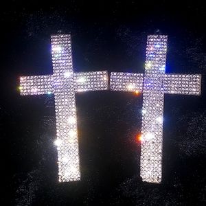 Beautiful Cz diamond earrings. Lg in size. Slight discoloration on one gem.